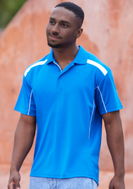 Biz Collection Mens United Short Sleeve Polo [Col:Navy/ White Siz:M]