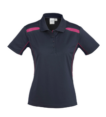 Biz Collection Ladies United Short Sleeve Polo [Col:Navy/Magenta Siz:8]