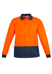 Syzmik Unisex Hi Vis Basic Long Sleeve Polo - Orange/Navy [Siz:4XL]