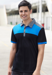Biz Collection Mens Charger Short Sleeve Polo [Col:Black/Royal/Grey Siz:S]