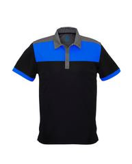 Biz Collection Mens Charger Short Sleeve Polo [Col:Black/Royal/Grey Siz:S]