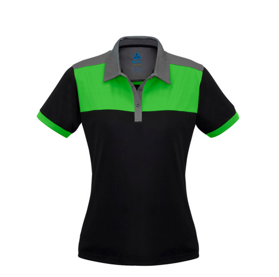 Biz Collection Womens Charger Short Sleve Polo [Col:Black/Green/Grey Siz:20]