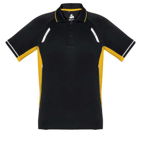Biz Collection Mens Renegade Polo [Col:Black/Gold/Silver Siz:S]
