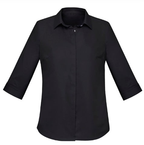 Biz Corporates Womens Charlie 3/4 Sleeve Shirt [Col:Black Siz:16]