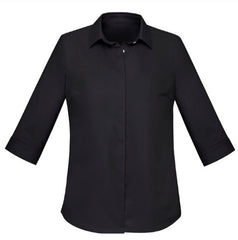 Biz Corporates Womens Charlie 3/4 Sleeve Shirt [Col:Black Siz:16]