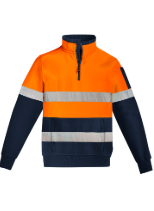 Syzmik Unisex Pullover Hi Vis Taped 1/2 Zip [Col:Orange/Navy Siz:XS]