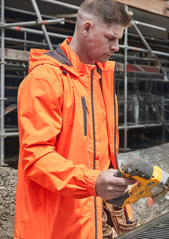 Syzmik Unisex Super Light Packable Rain Jacket [Col:Orange Siz:3XL]