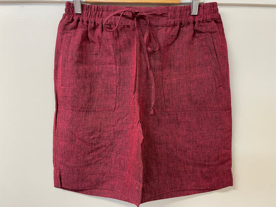 S2344092 Corfu Womens Crossed Dyed Linen Pants - Cherry