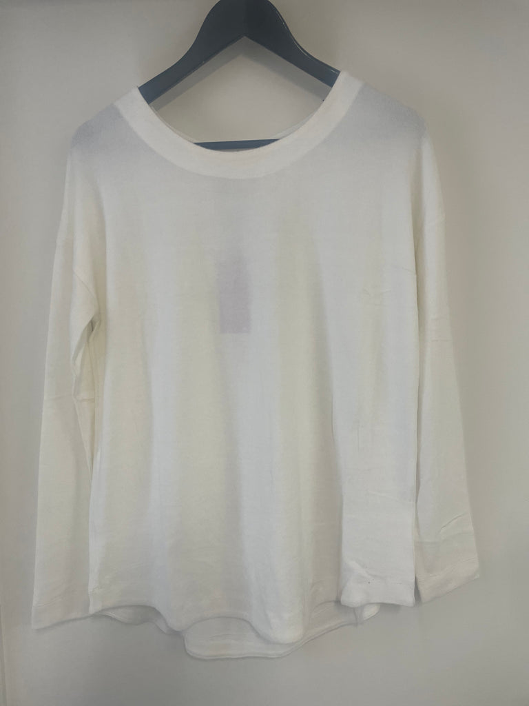 Corfu Brushed Marle Knit Top - Cream