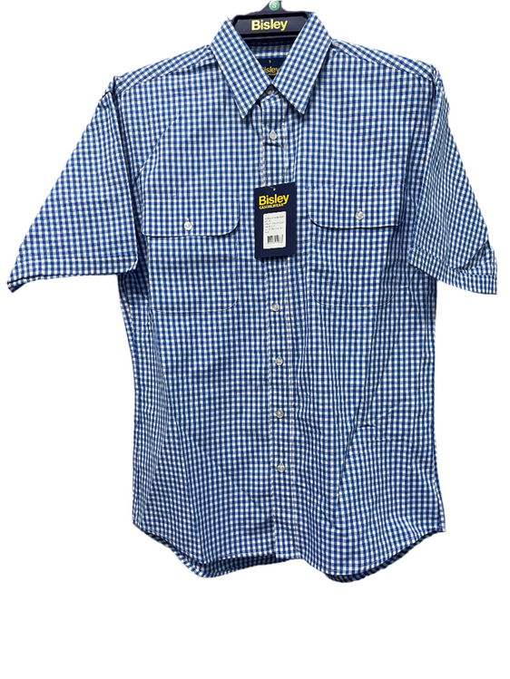 Bisley Mens Countryman Short Sleeve Shirt - Light Blue