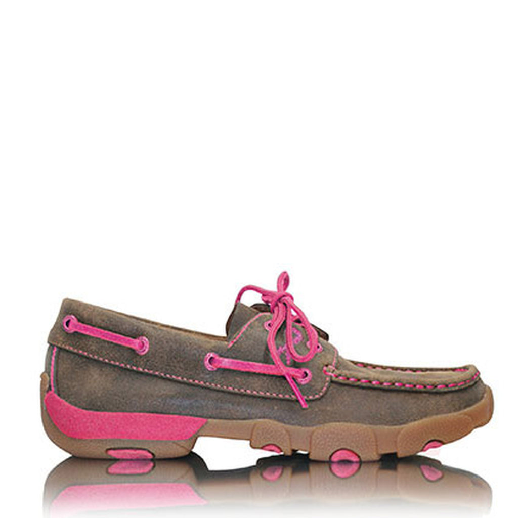 Womens Pink Ribbon Barbed Mocs Low Lace
