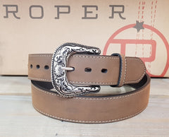 Roper 67909 Mens Belt 1 1/2" Genuine Leather Tan Overlay