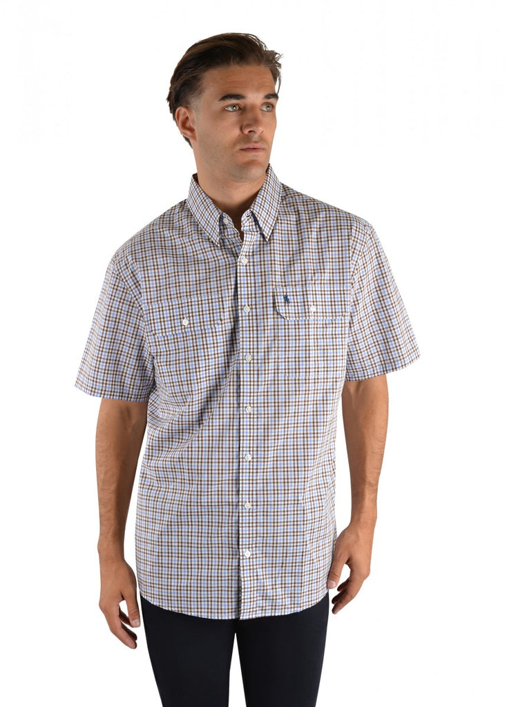 Mens Brae Check 2-PKT S/S Shirt