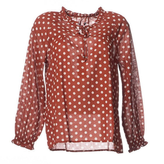 Voile Spot Cotton Blouse In Sienna