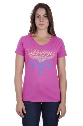 Bullzye Womens Argyle Short Sleeve Tee - Rose