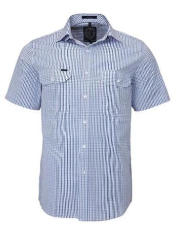 Pilbara Mens Y/D Stripe, Duel Pocket, S/S Shirt