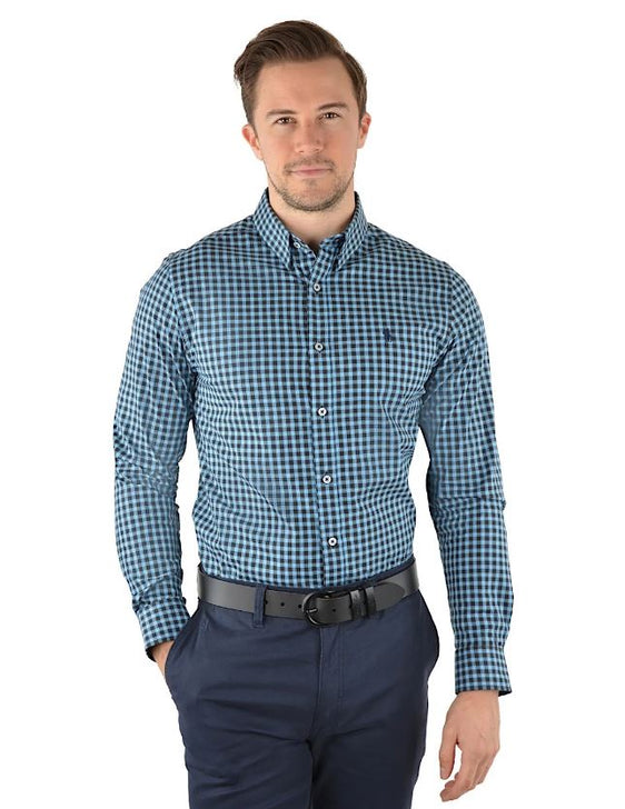 Thomas Cook Norton Check Tailored Long Sleeve Shirt - Black/Blue