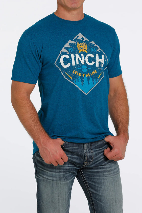Cinch Men's Teal Mountain Logo Tee