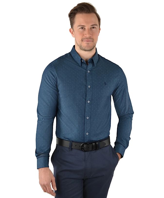 Thomas Cook Jude Tailored Long Sleeve Check Shirt - Denim