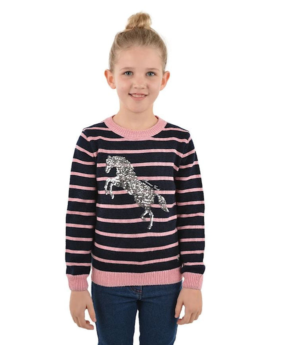 Thomas Cook Girls Eclipse Sequin Jumper - Navy/Peony