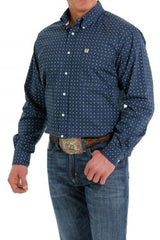 Cinch Men's Stretch Geometric Print Button-Down Western Shirt - Blue/Navy/Black