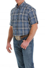 Cinch Men's Plaid Button-Down Western Shirt Sleeve Shirt - Blue/Navy/Cream