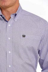 Cinch Men's Geometric Print Button-Down Western Shirt - Purple