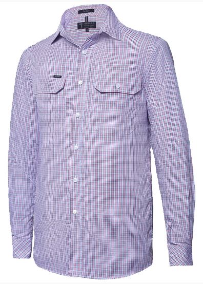 Pilbara Men's Y/D Check, Duel Pocket, L/S Shirt